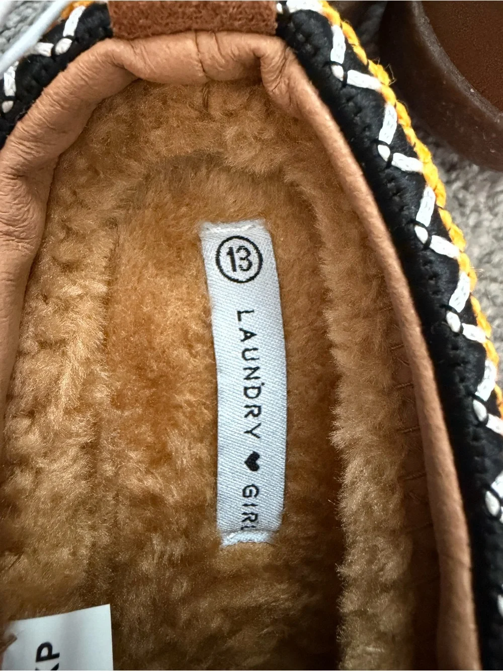 Girls Laundry Girl Platform Slippers Tan Black Size 13